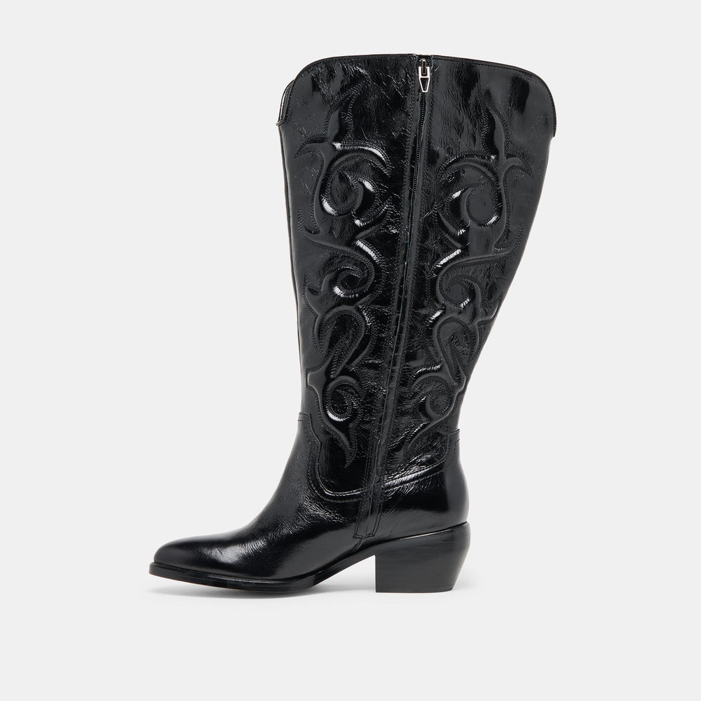 Mirla Black Leather Extra Wide Calf Boots / Dolce Vita