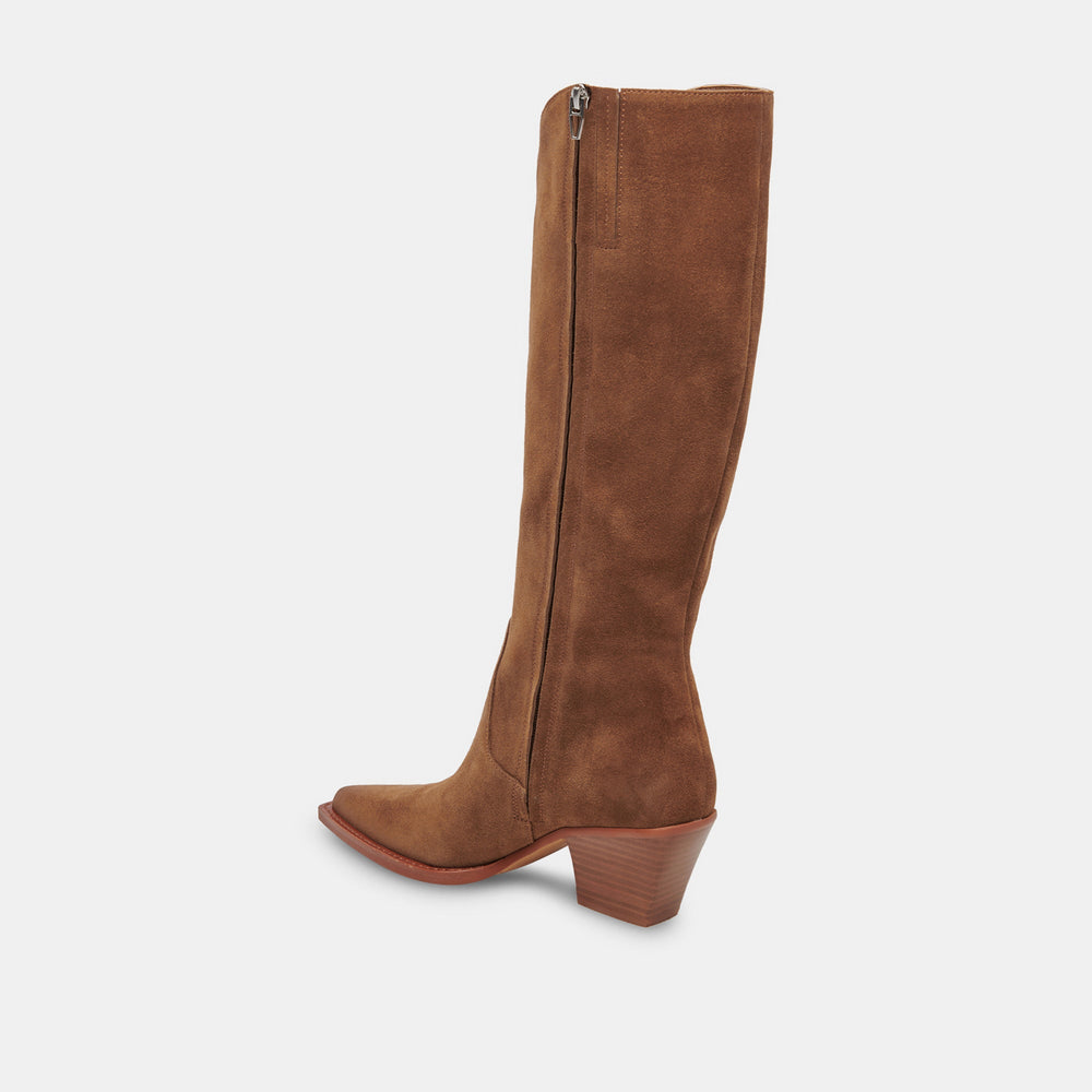 RAJ Wide Calf Boots Brown Suede | Women's Brown Suede Knee-High Boots
 – Dolce Vita / Dolce Vita