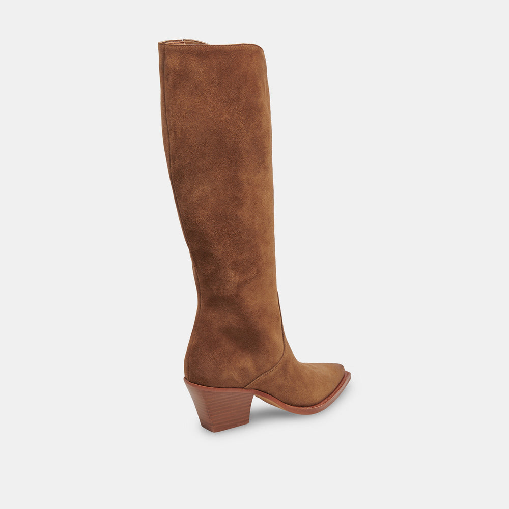RAJ Wide Calf Boots Brown Suede | Women's Brown Suede Knee-High Boots
 – Dolce Vita / Dolce Vita