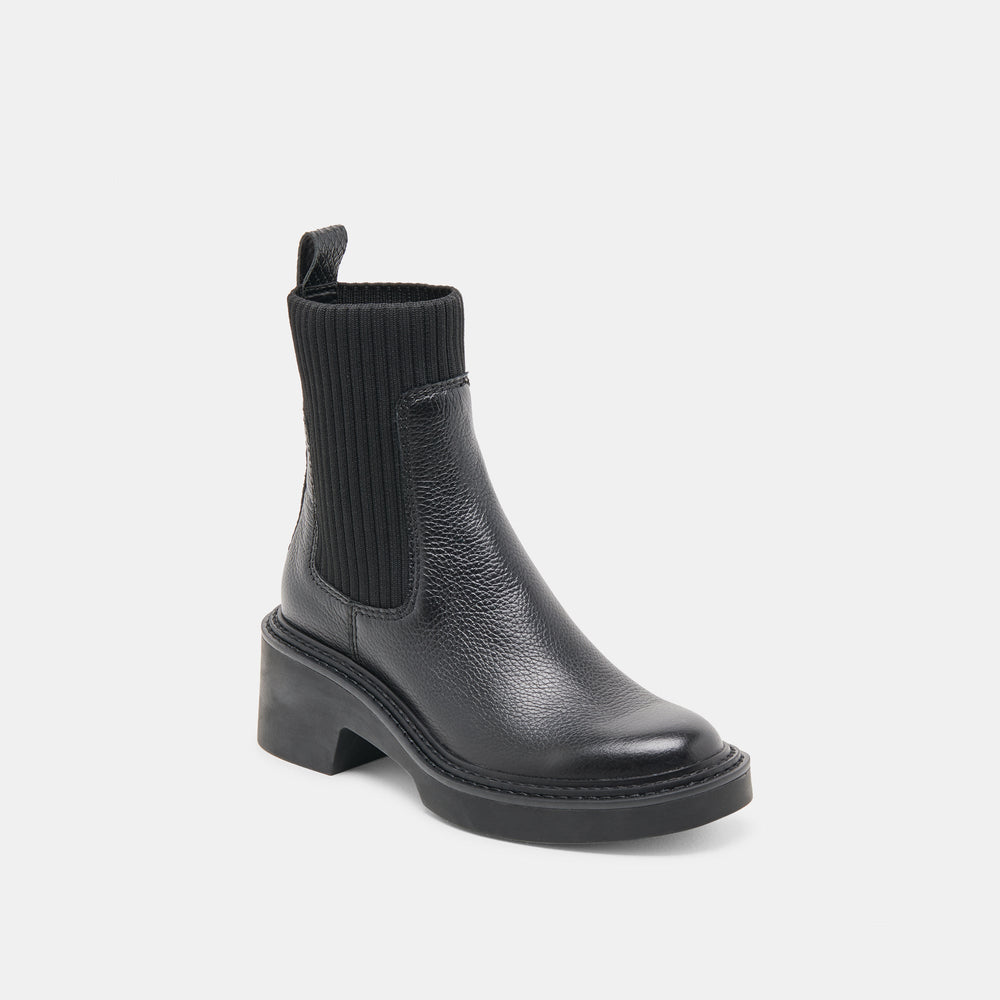 Hilora H2O Waterproof Black Leather Boots / Dolce Vita