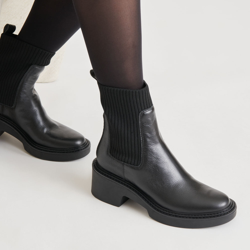 Hilora H2O Waterproof Black Leather Boots / Dolce Vita
