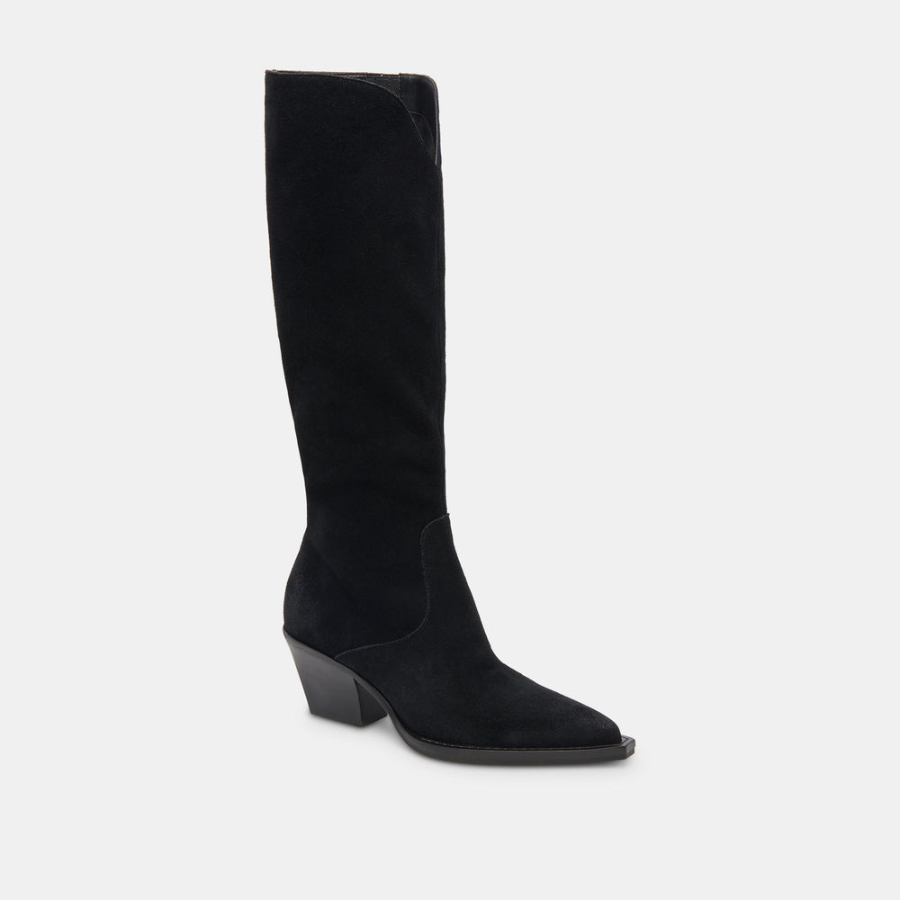 RAJ Wide Calf Boots Onyx Suede | Women's Onyx Suede Knee-High Boots
 – Dolce Vita / Dolce Vita
