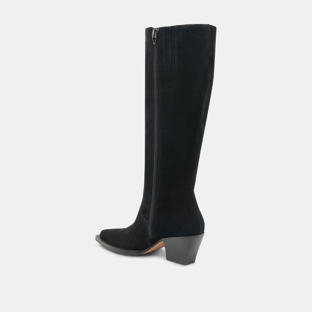 RAJ Wide Calf Boots Onyx Suede | Women's Onyx Suede Knee-High Boots
 – Dolce Vita / Dolce Vita