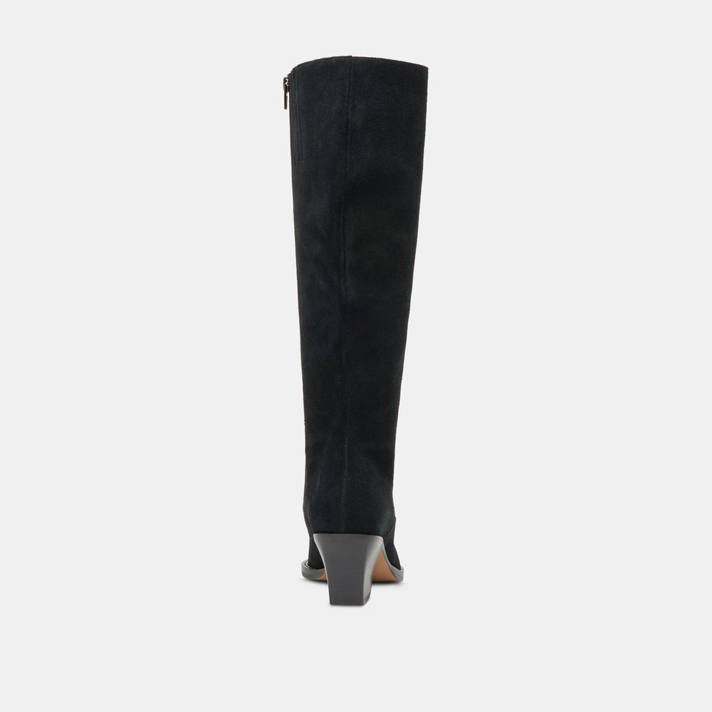 RAJ Wide Calf Boots Onyx Suede | Women's Onyx Suede Knee-High Boots
 – Dolce Vita / Dolce Vita