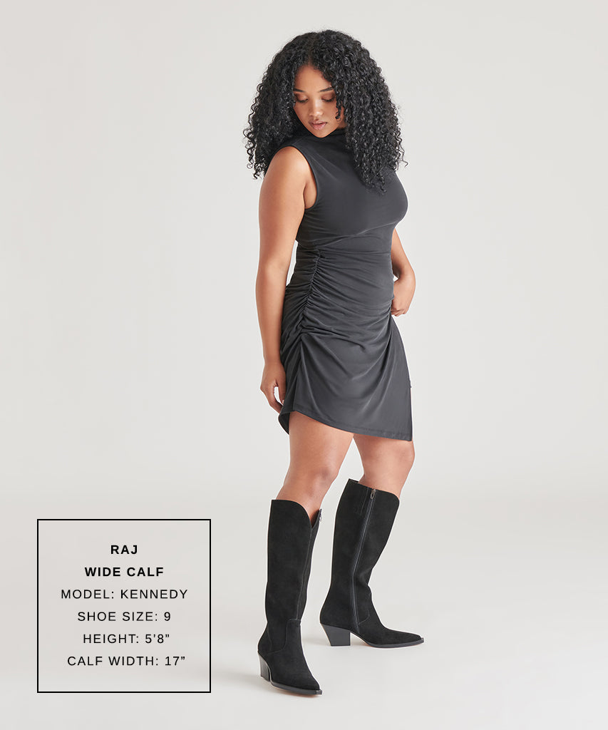 RAJ Wide Calf Boots Onyx Suede | Women's Onyx Suede Knee-High Boots
 – Dolce Vita / Dolce Vita