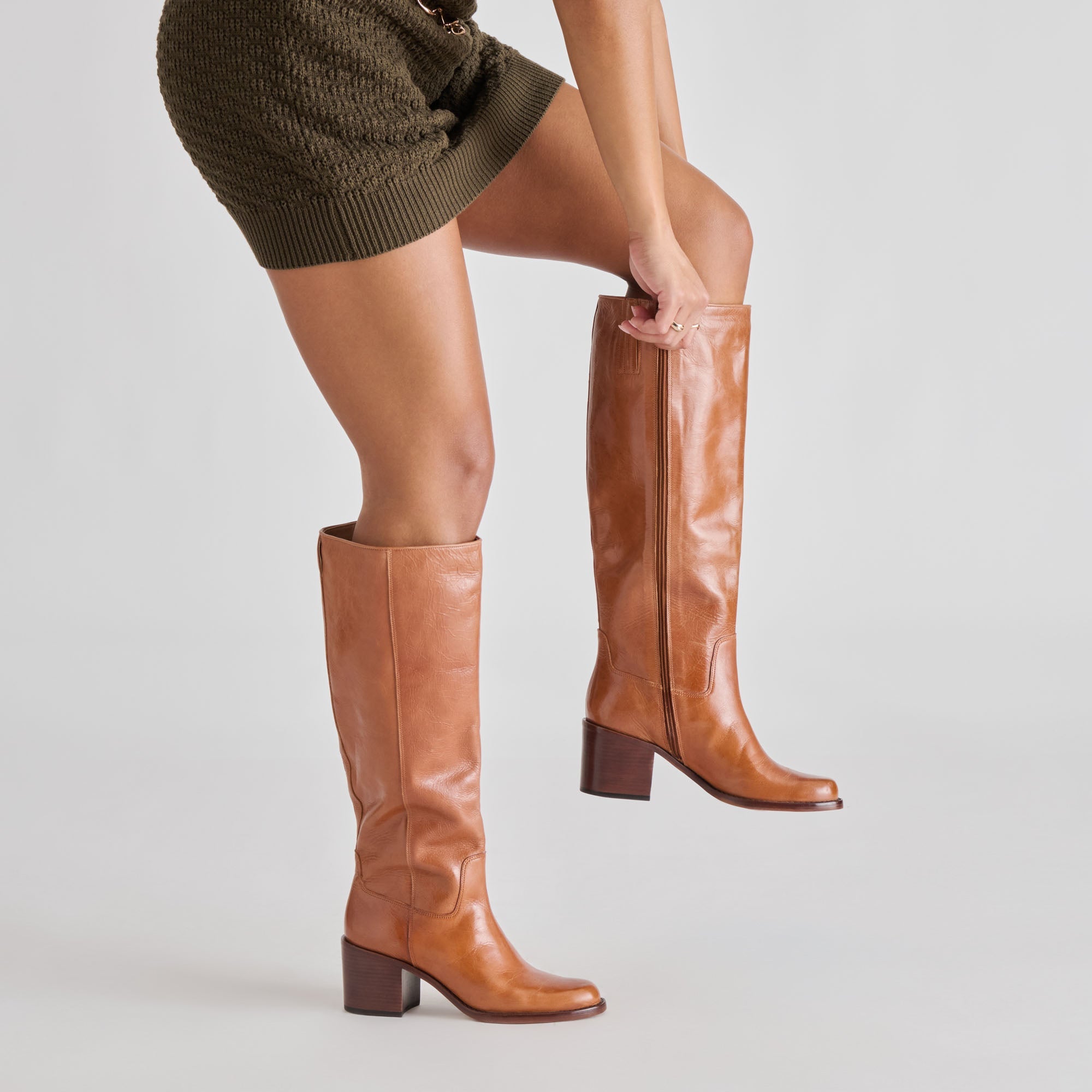 Lucyle Tan Leather Boots / Dolce Vita