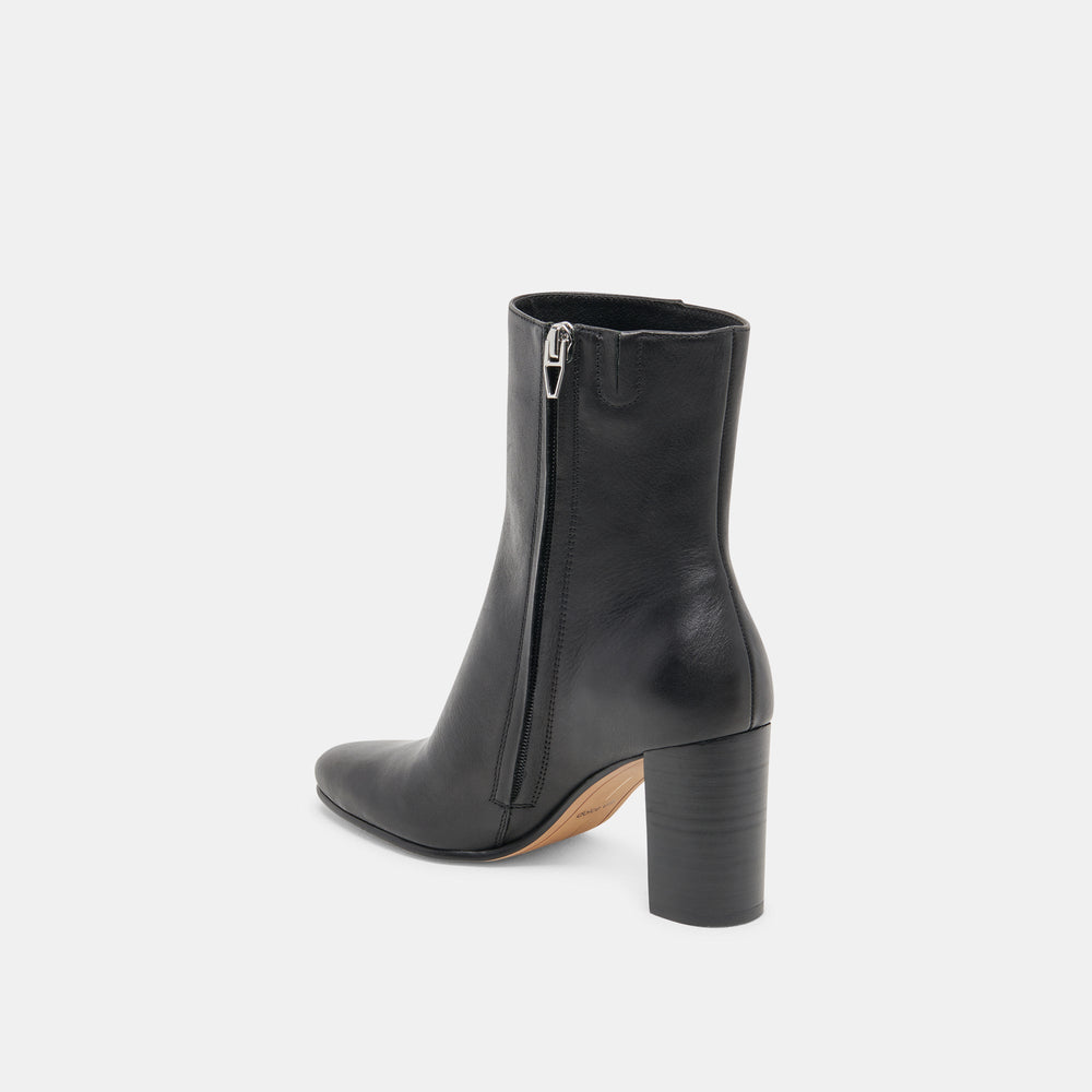 Suzy Wide Black Leather Booties / Dolce Vita