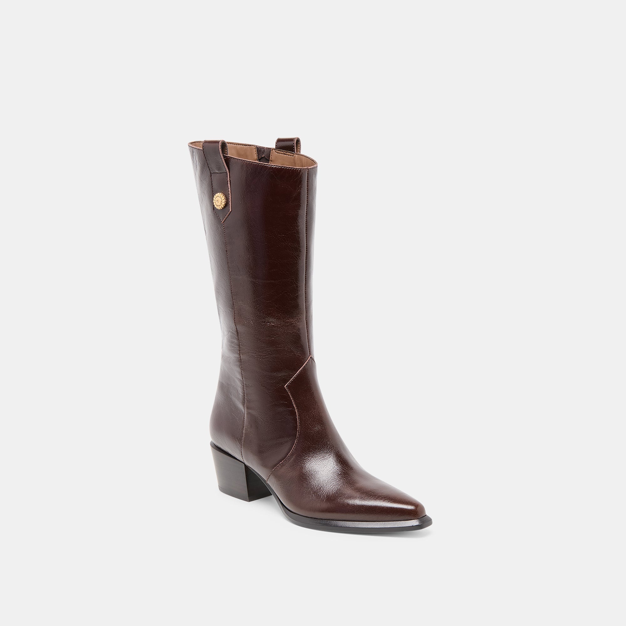 Vern Chocolate Leather Wide Calf Boots / Dolce Vita