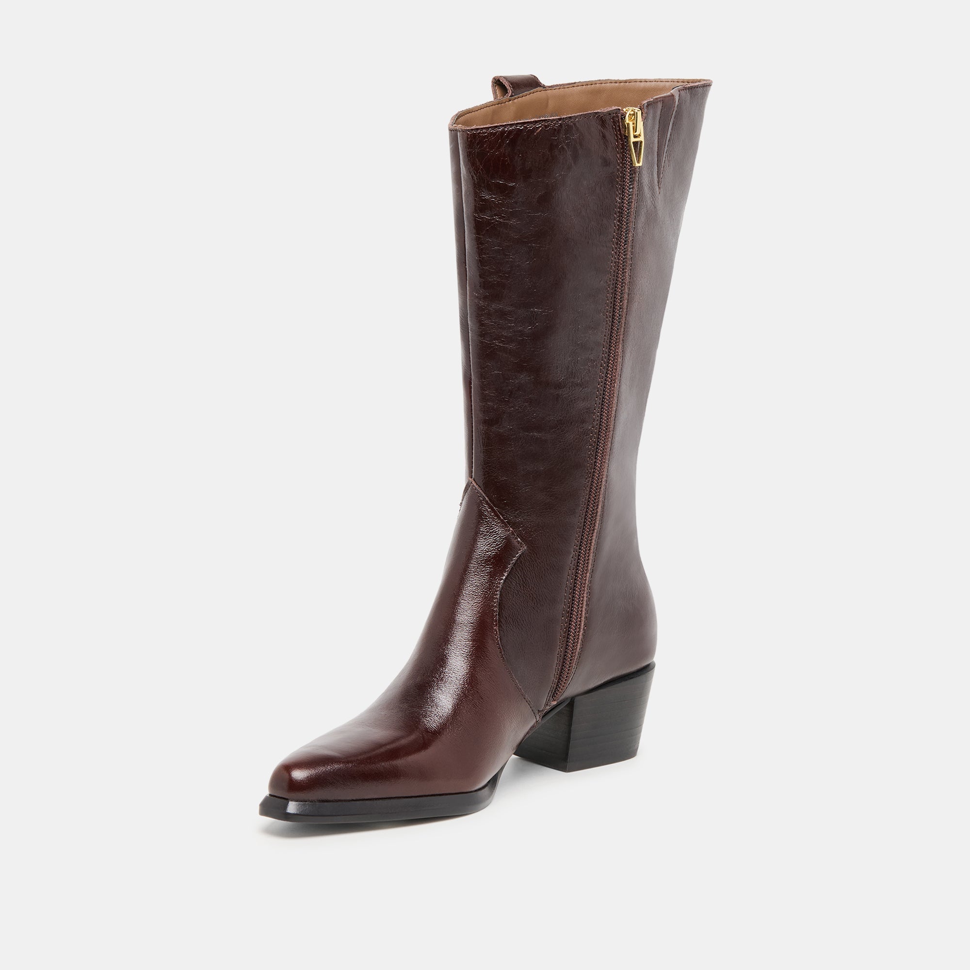 Vern Chocolate Leather Wide Calf Boots / Dolce Vita