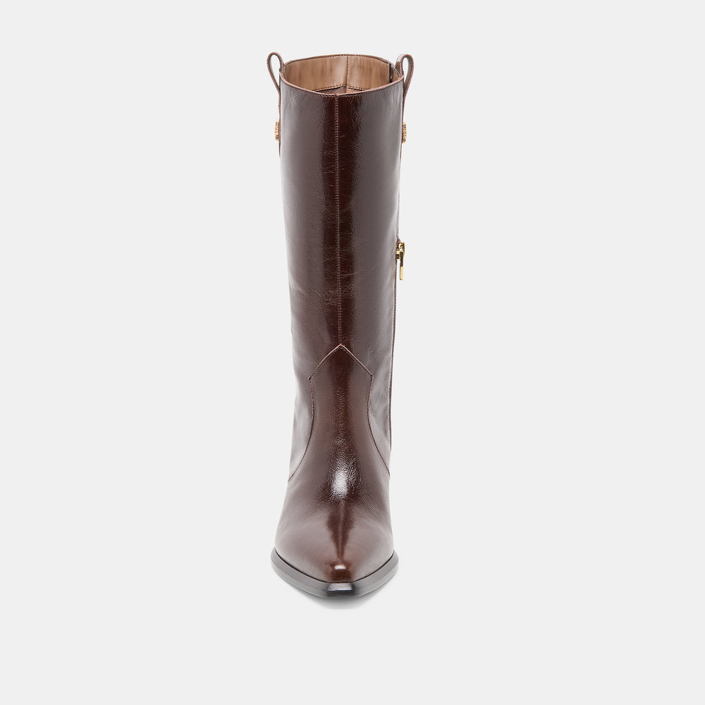 Vern Chocolate Leather Wide Calf Boots / Dolce Vita