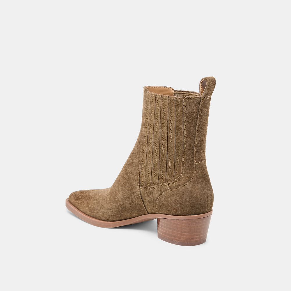 Faint H2O Waterproof Olive Suede Booties / Dolce Vita