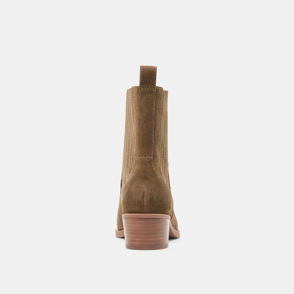 Faint H2O Waterproof Olive Suede Booties / Dolce Vita