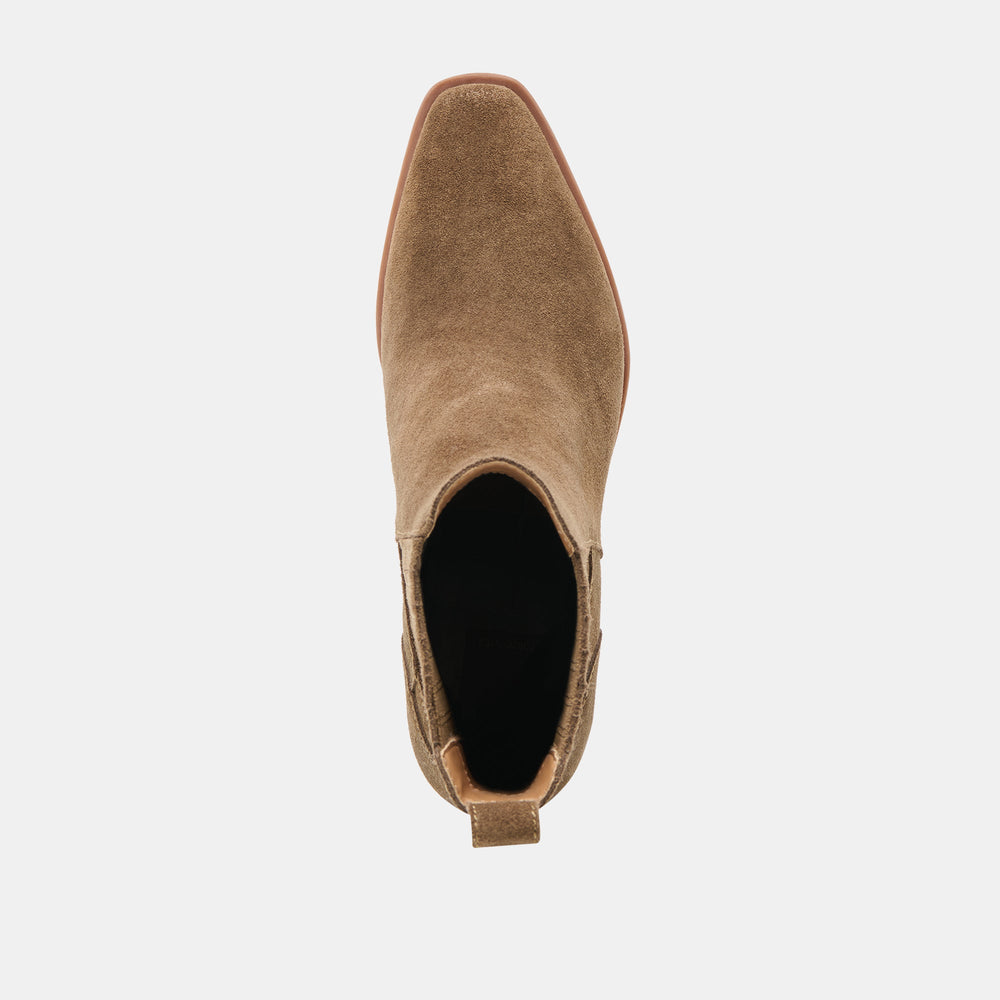 Faint H2O Waterproof Olive Suede Booties / Dolce Vita