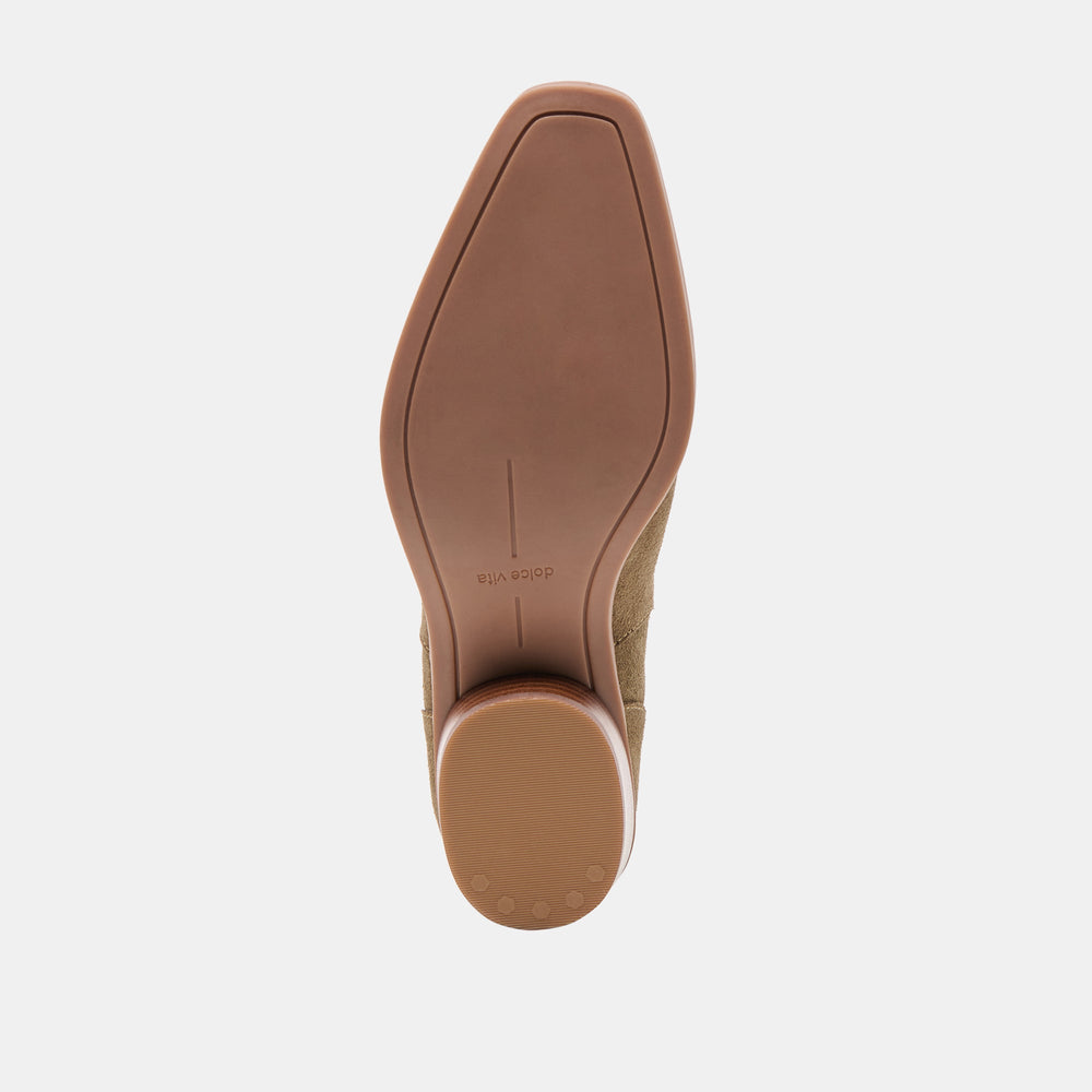Faint H2O Waterproof Olive Suede Booties / Dolce Vita