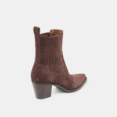 Slim Mahogany Suede Booties / Dolce Vita