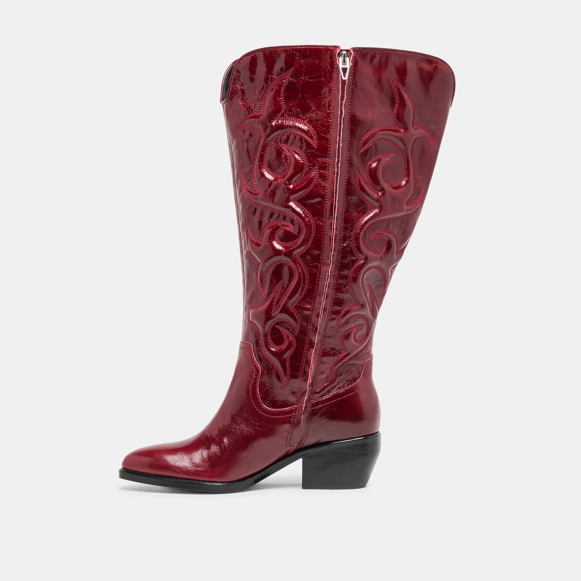 Mirla Oxblood Leather Extra Wide Calf Boots / Dolce Vita