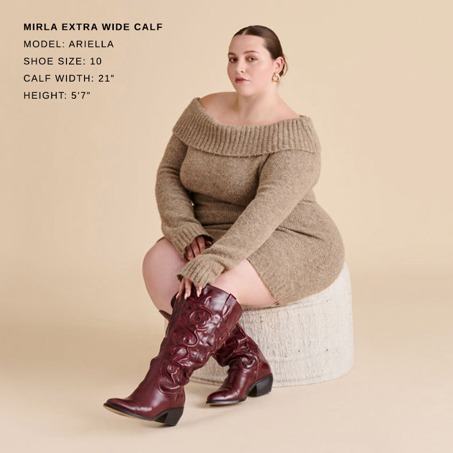 Mirla Oxblood Leather Extra Wide Calf Boots / Dolce Vita