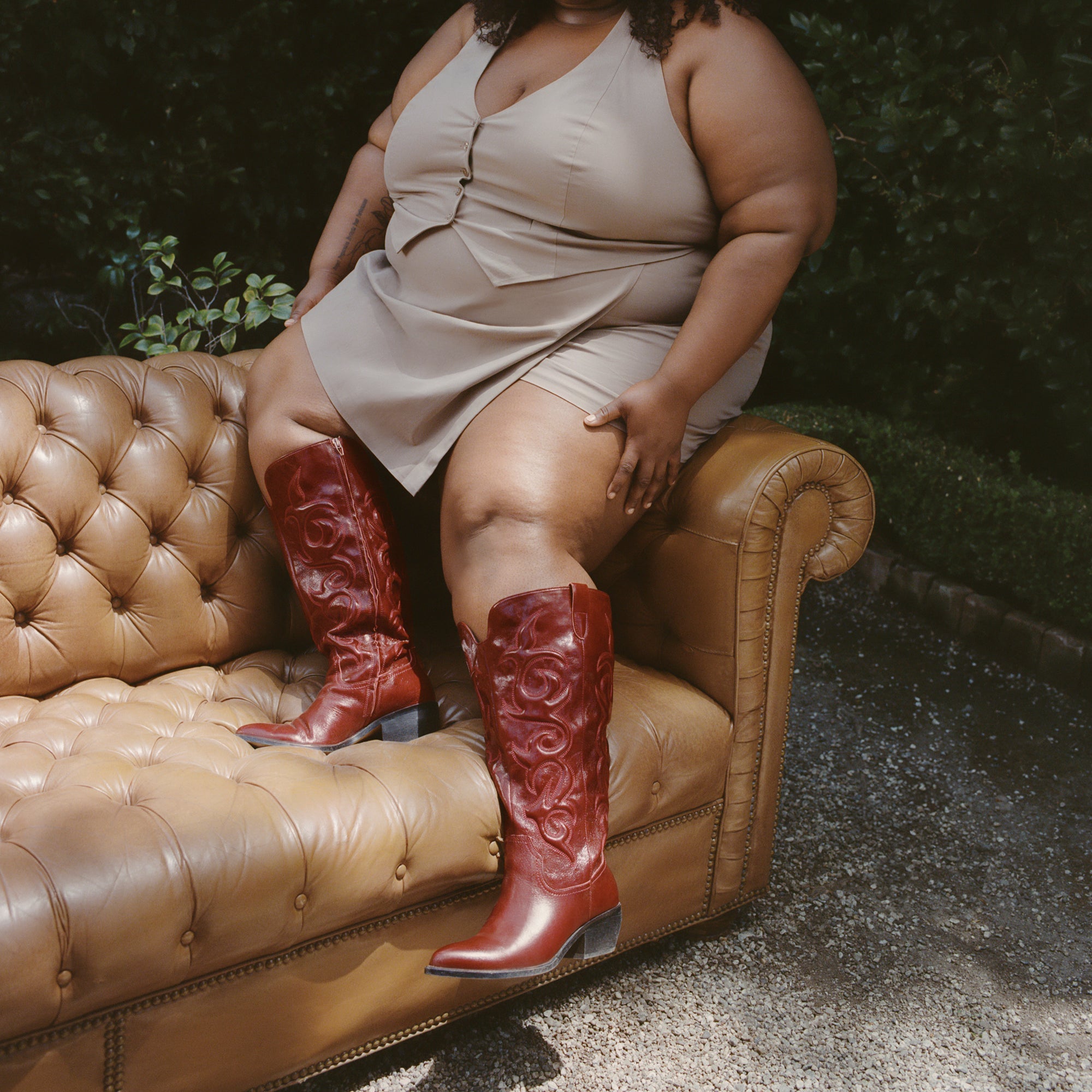 Mirla Oxblood Leather Extra Wide Calf Boots / Dolce Vita