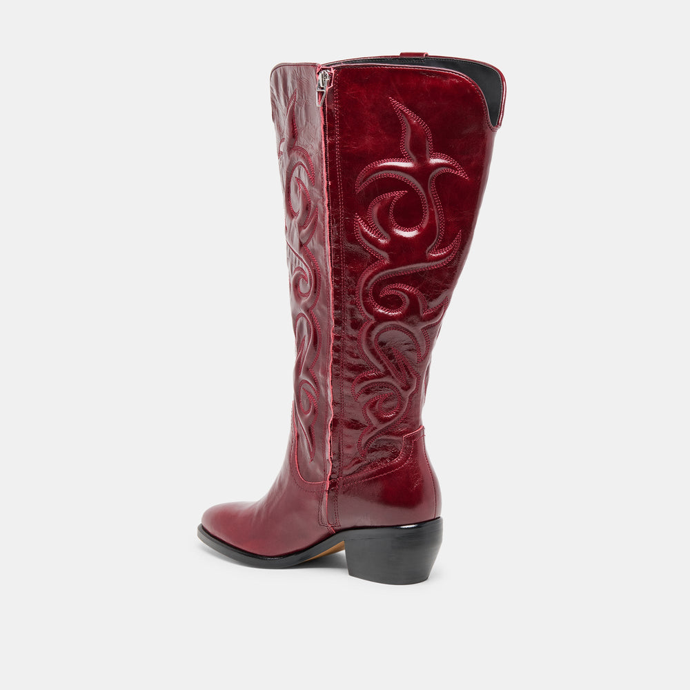 Mirla Oxblood Leather Extra Wide Calf Boots / Dolce Vita