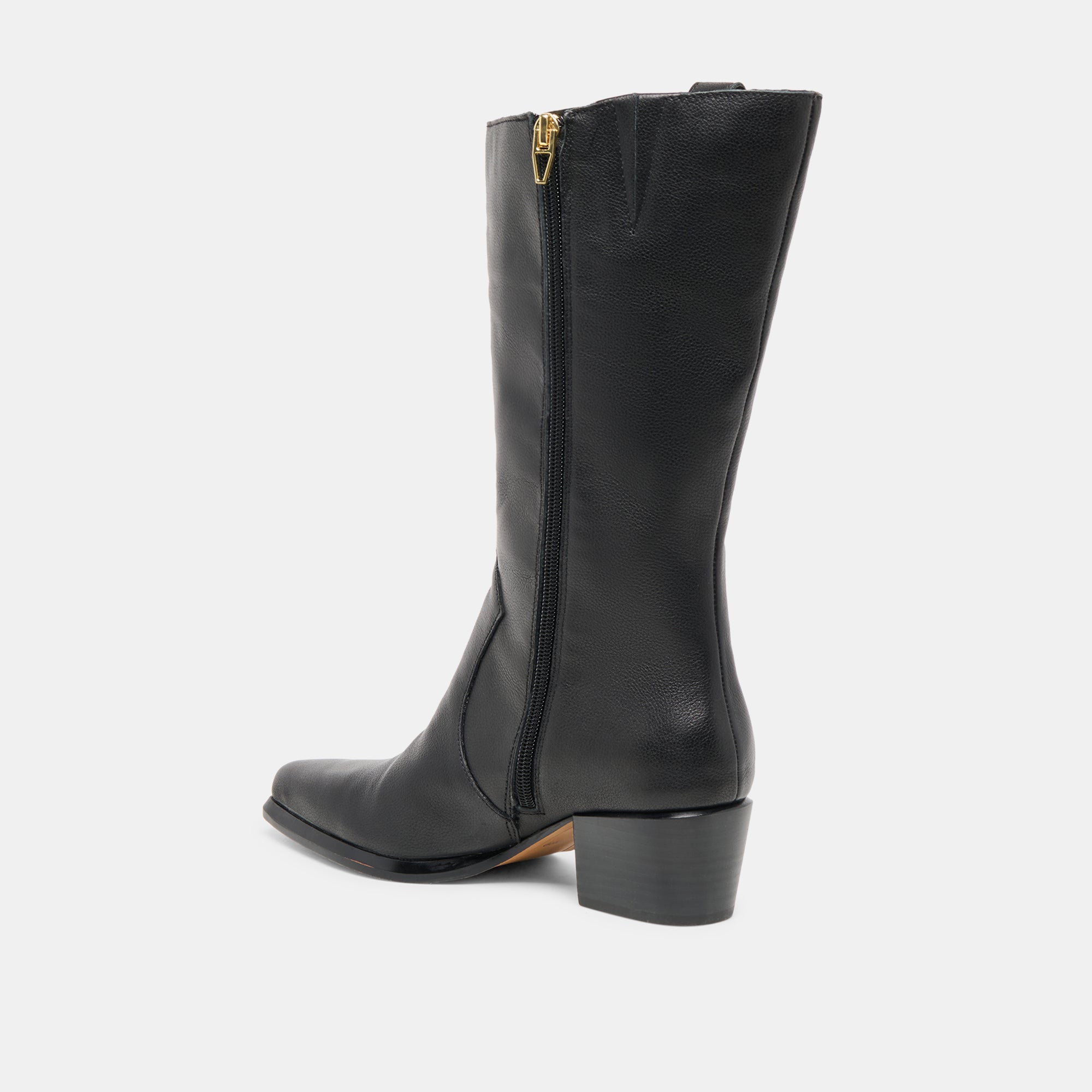 Vern Black Leather Wide Calf Boots / Dolce Vita