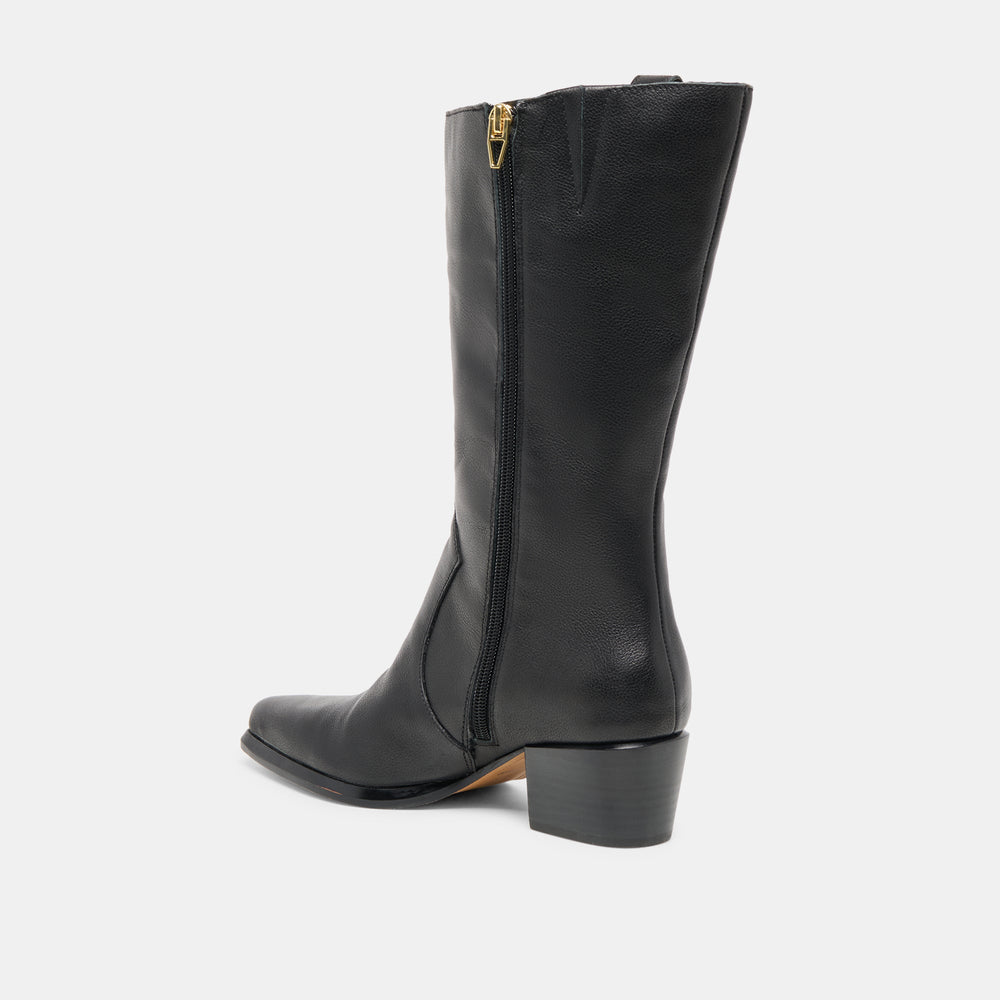 Vern Black Leather Wide Calf Boots / Dolce Vita