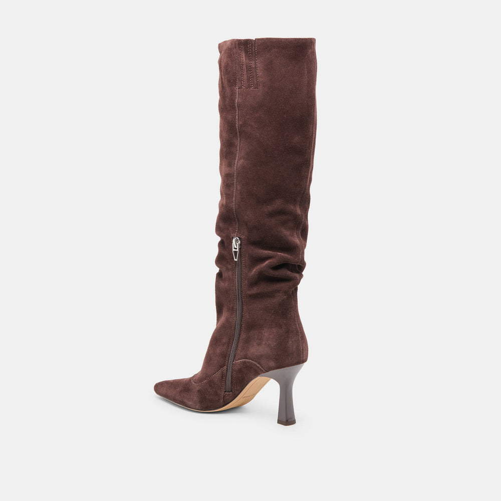 Lousa Mahogany Suede Wide Calf Boots / Dolce Vita