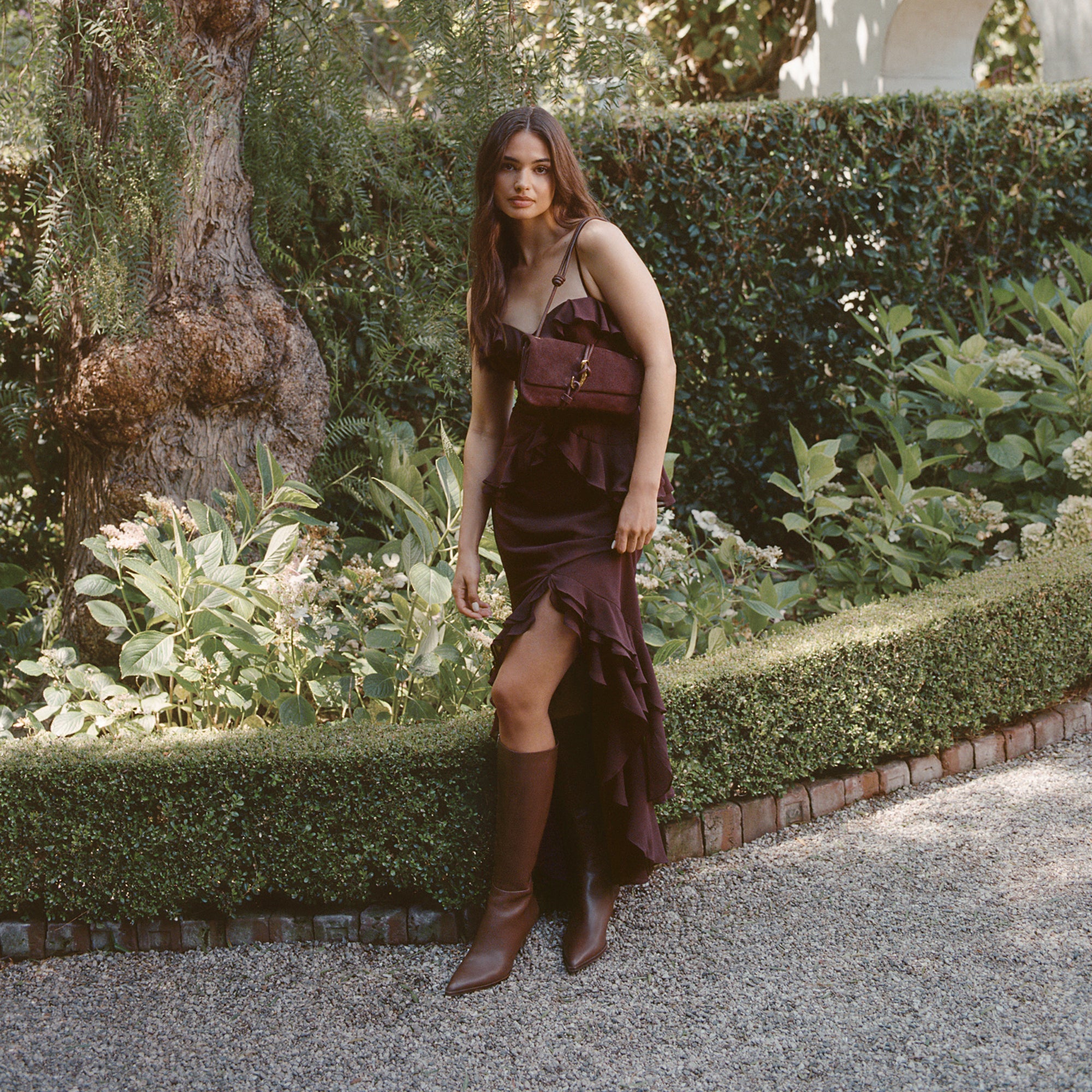 Auggie Chocolate Leather Narrow Calf Boots / Dolce Vita