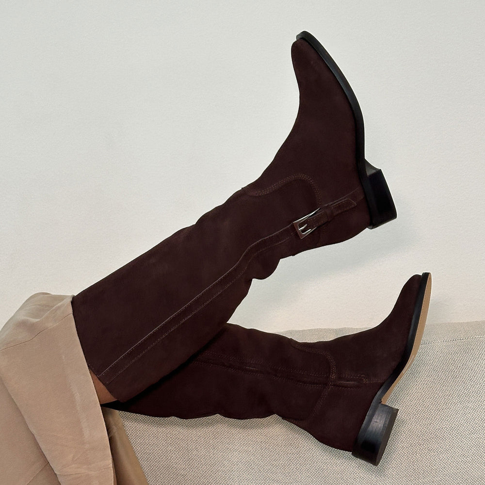 Kilian H2O Waterproof Mahogany Suede Wide Calf Boots / Dolce Vita