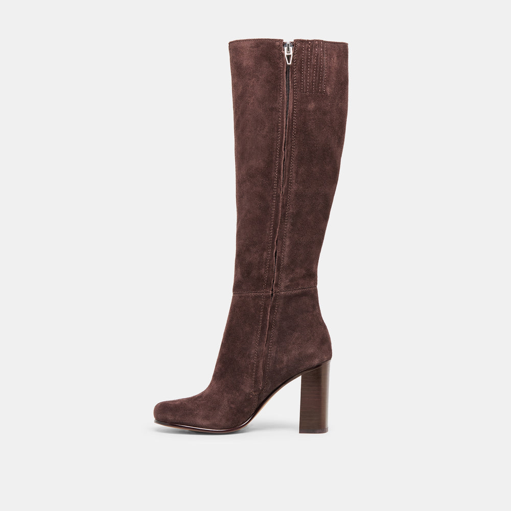 Hudsin Wide Calf Mahogany Suede Boots / Dolce Vita