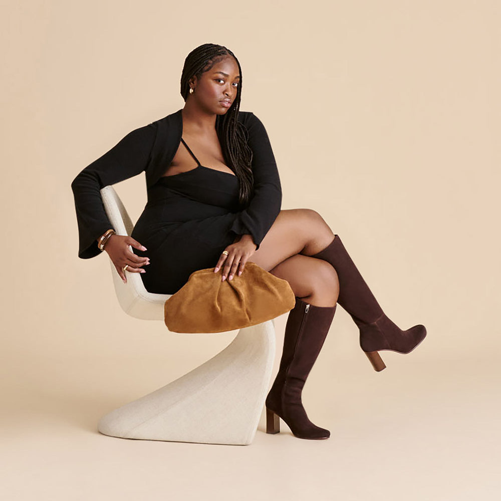 Hudsin Wide Calf Mahogany Suede Boots / Dolce Vita