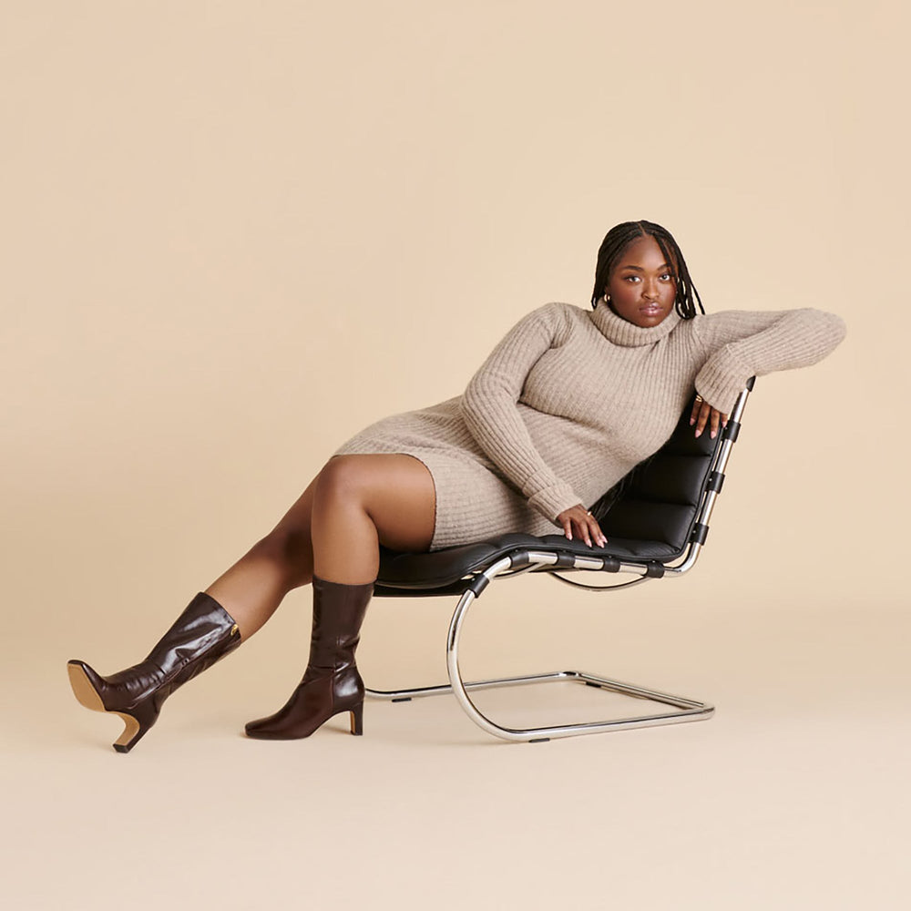 Riggs Wide Calf Chocolate Leather Boots / Dolce Vita