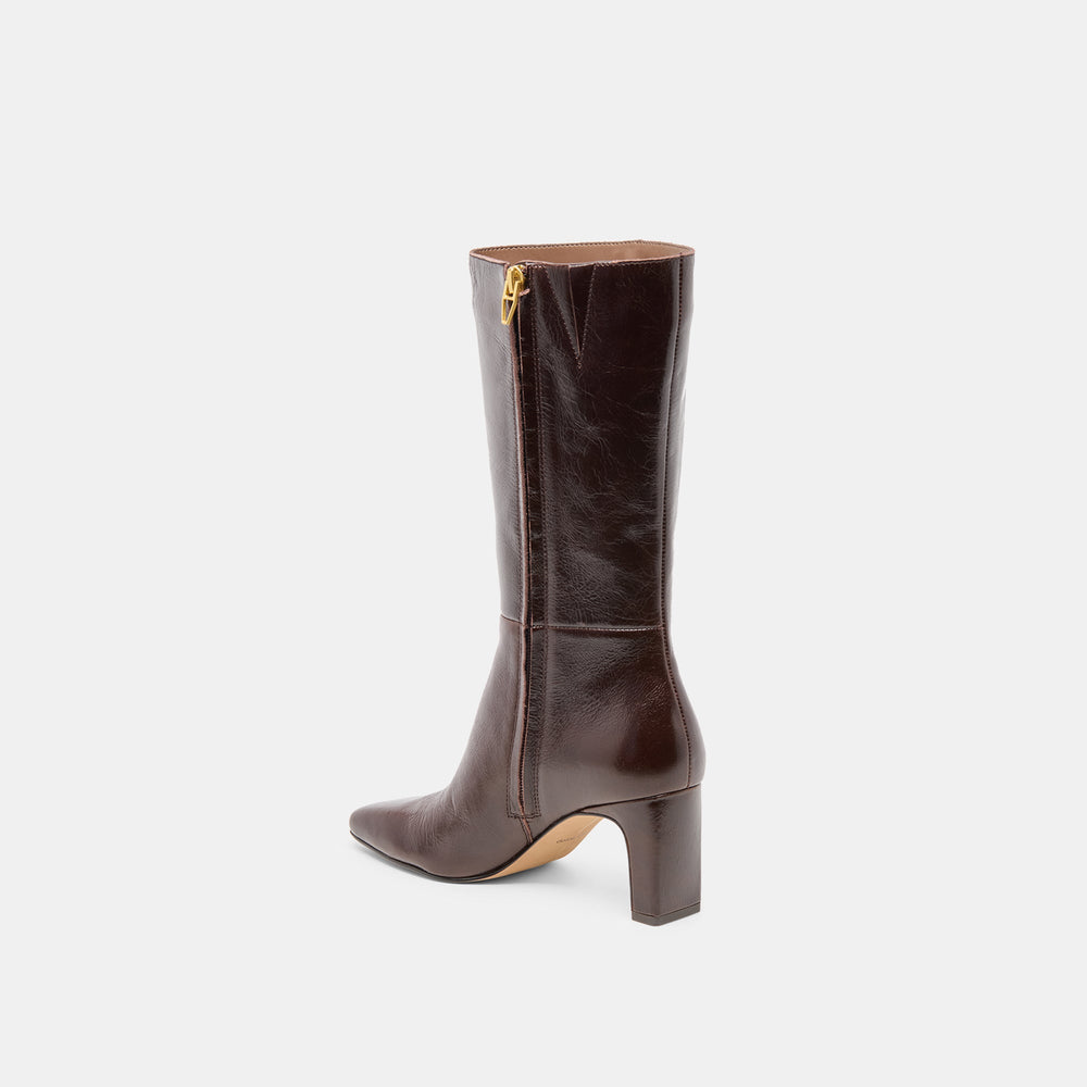 Riggs Wide Calf Chocolate Leather Boots / Dolce Vita