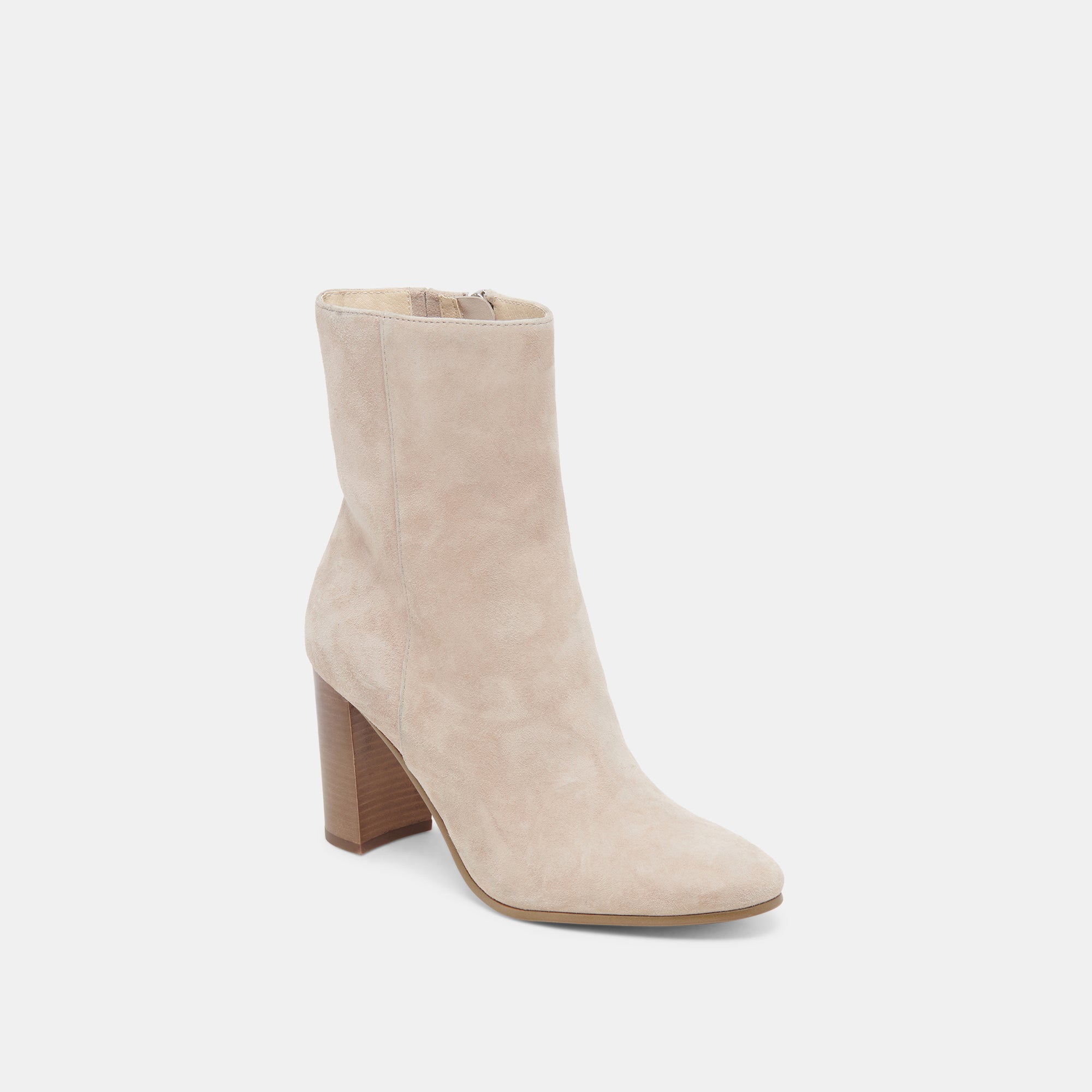 Suzy Wide Taupe Suede Booties / Dolce Vita