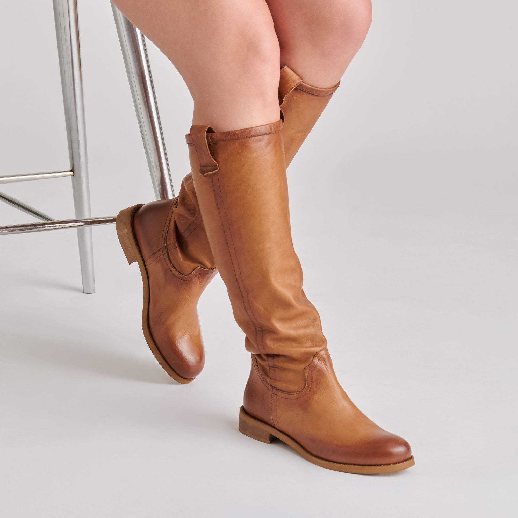 Ramzy Cognac Leather Boots / Dolce Vita