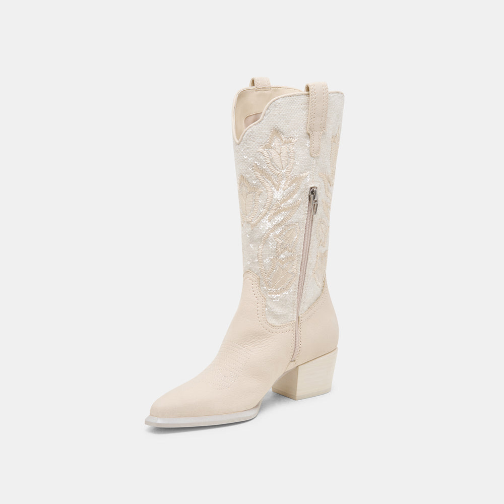 Vorah Pearl Creme Sequin Boots / Dolce Vita