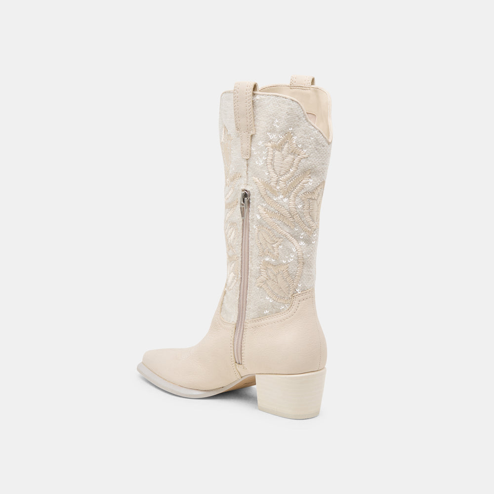 Vorah Pearl Creme Sequin Boots / Dolce Vita