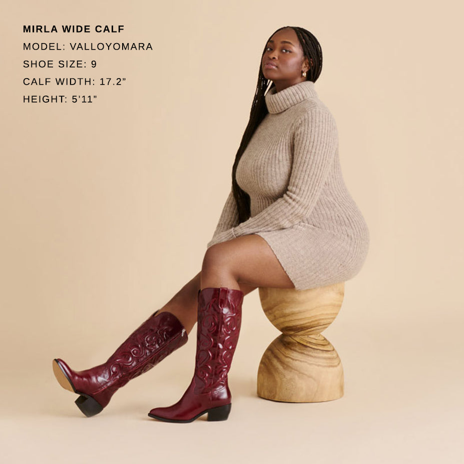 Mirla Oxblood Leather Wide Calf Boots / Dolce Vita
