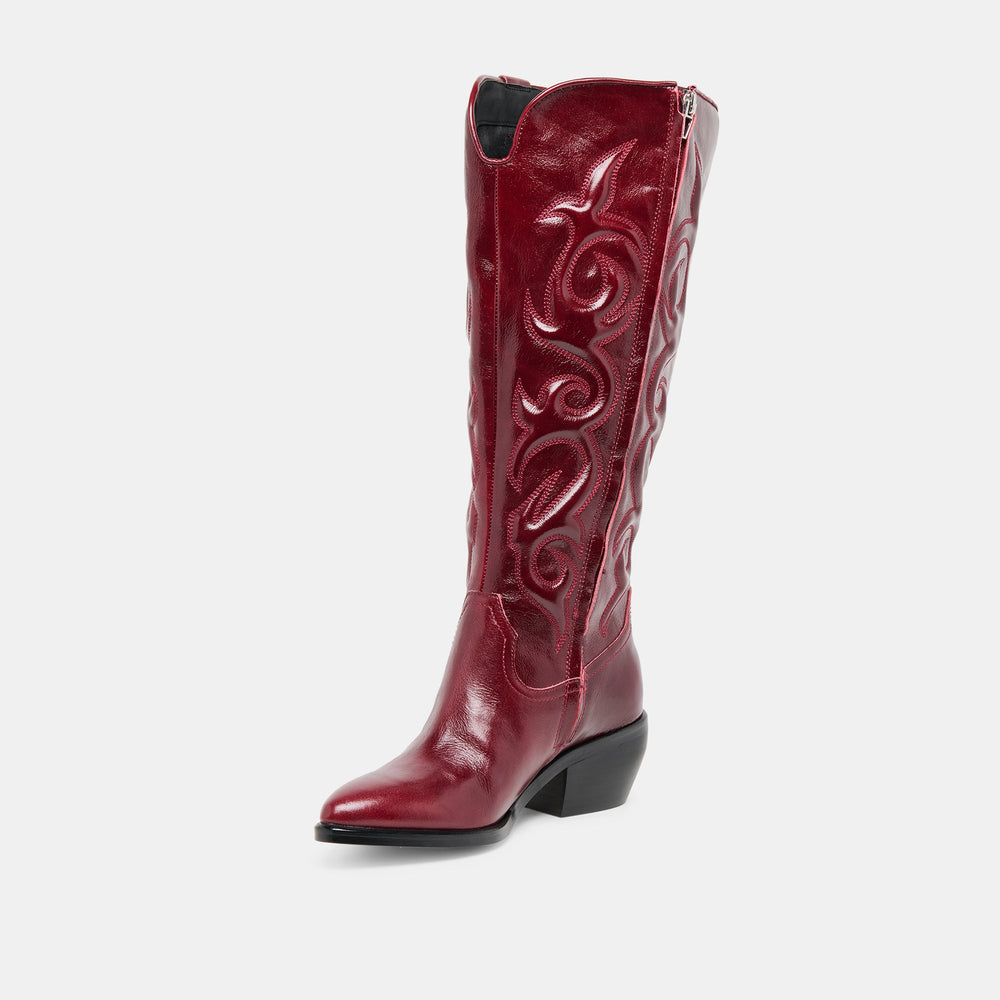 Mirla Oxblood Leather Wide Calf Boots / Dolce Vita