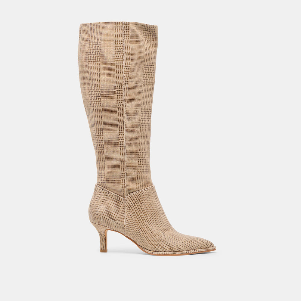 Aldy Herringbone Printed Suede Boots / Dolce Vita