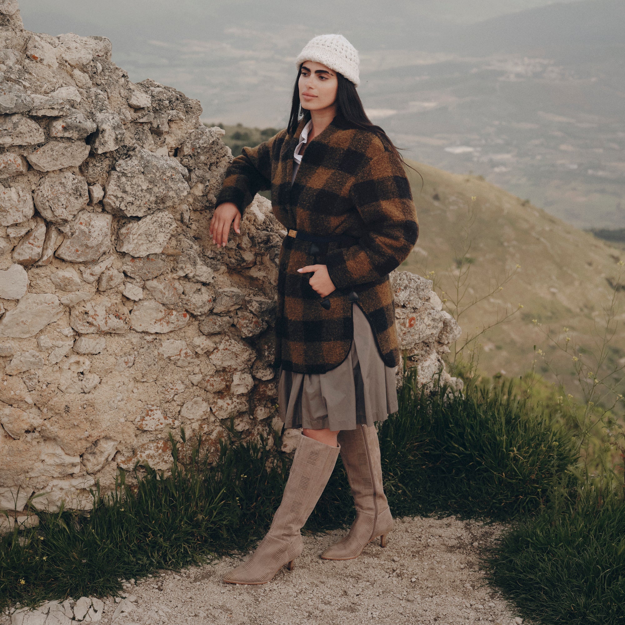 Aldy Herringbone Printed Suede Boots / Dolce Vita