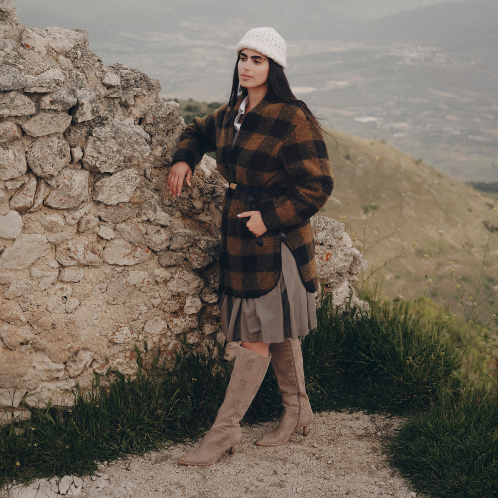 Aldy Herringbone Printed Suede Boots / Dolce Vita