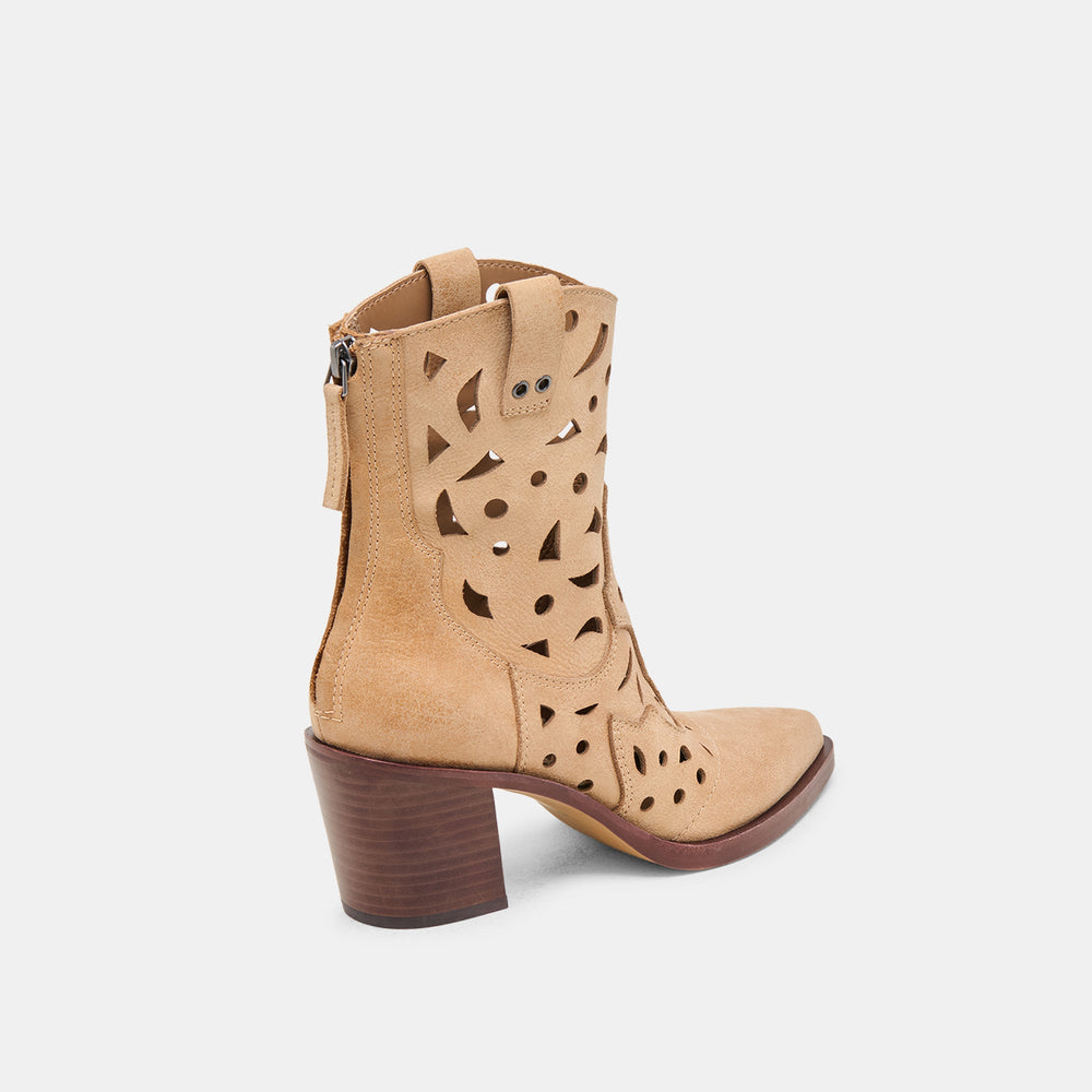 Zenobi Camel Distressed Leather Booties / Dolce Vita