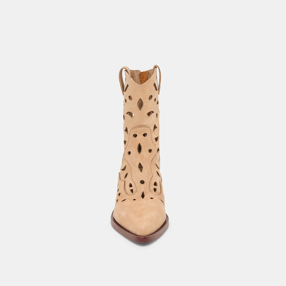 Zenobi Camel Distressed Leather Booties / Dolce Vita