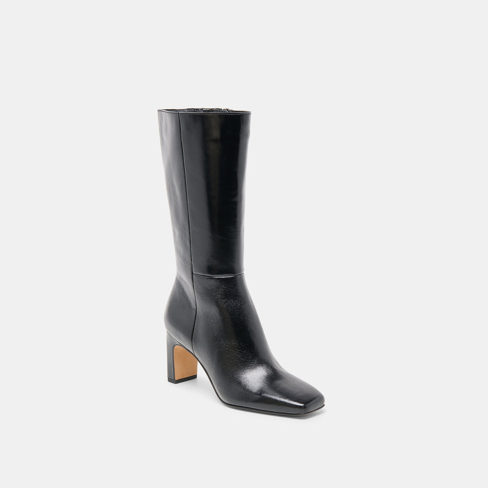 Riggs Wide Calf Black Leather Boots / Dolce Vita