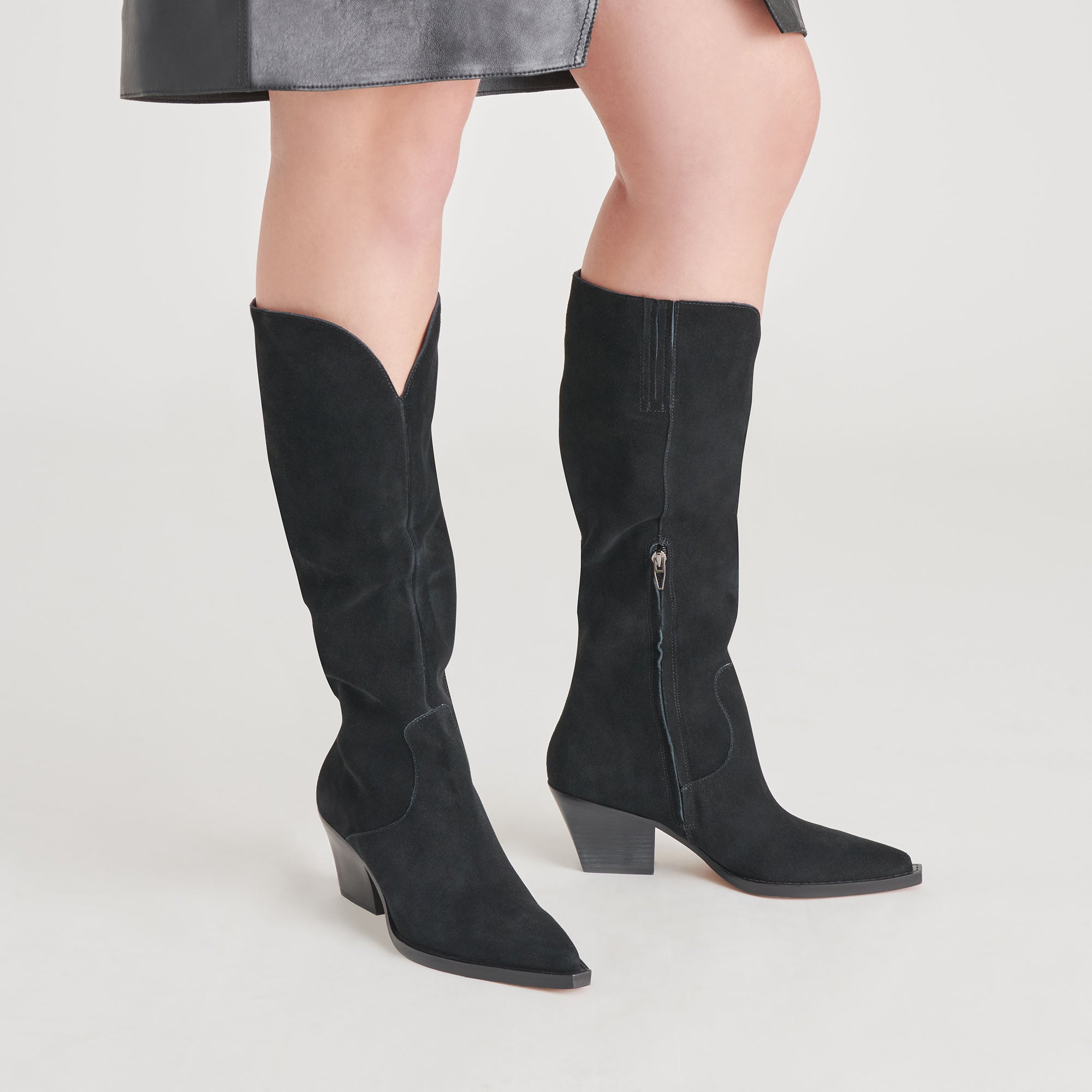 Raj Boots in Onyx Suede | Women's Onyx Suede Knee-High Boots
 – Dolce Vita / Dolce Vita