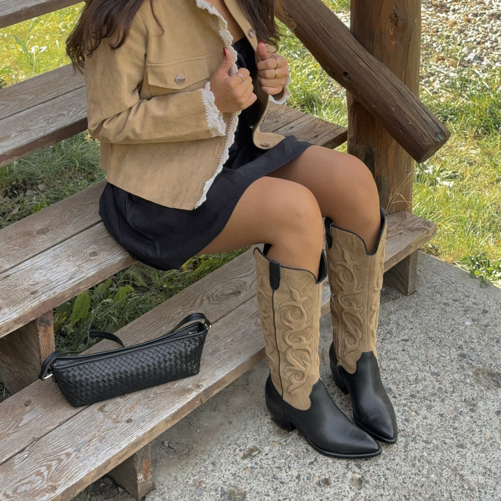 Mirla Black Multi Leather Boots / Dolce Vita