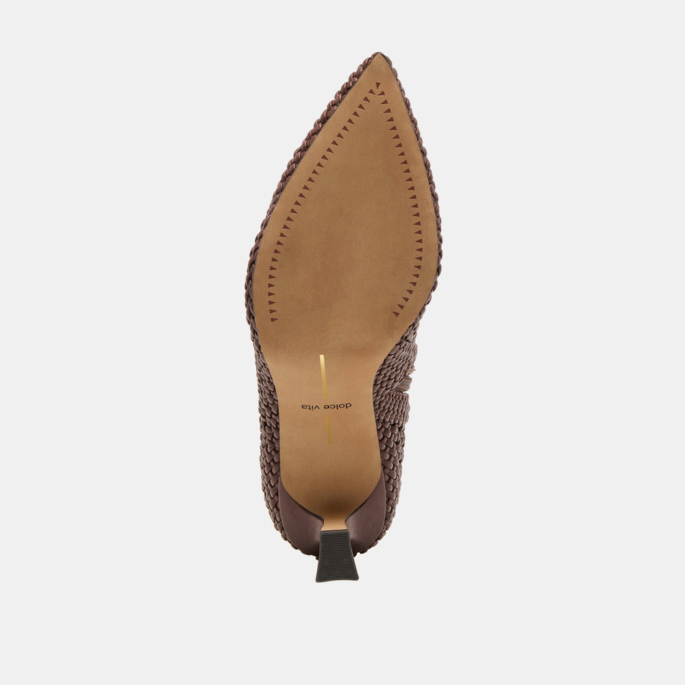 Embry Brown Woven Stella Booties / Dolce Vita