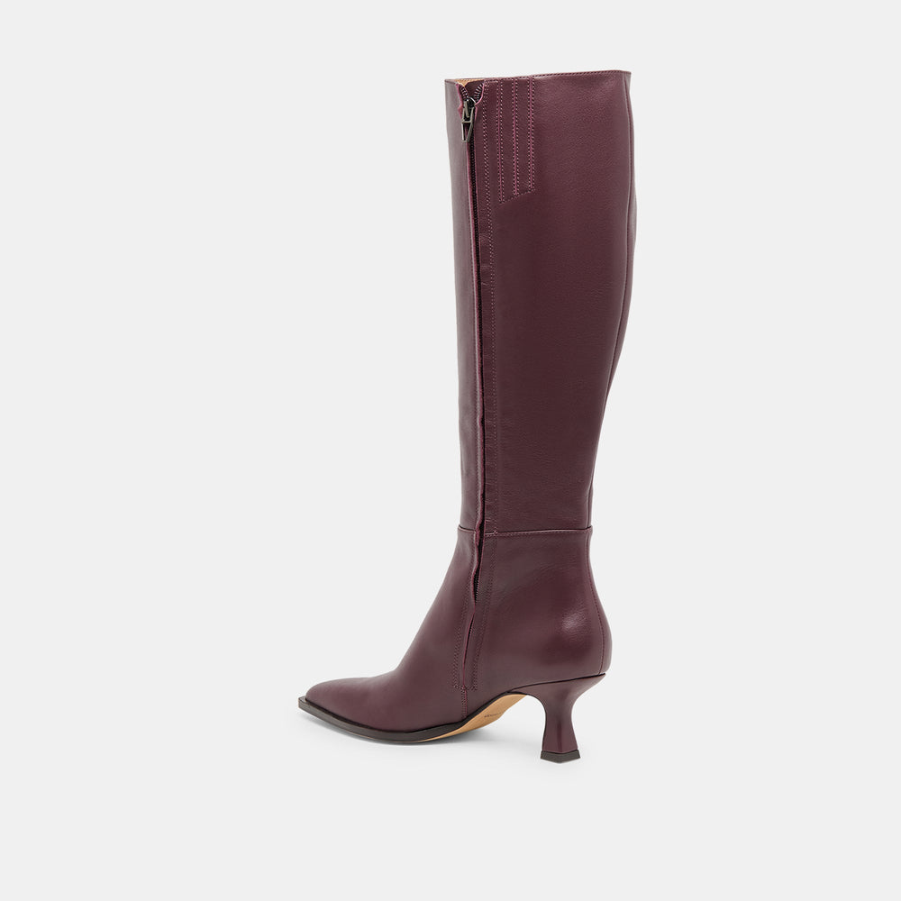 Auggie Wine Leather Wide Calf Boots / Dolce Vita