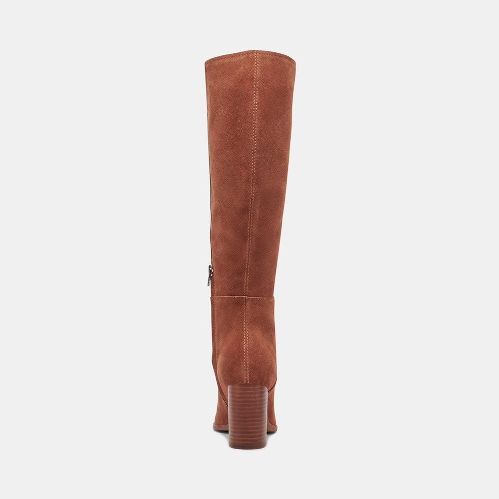 FYNN Wide Calf Boots DK Brown Suede | Brown Suede Knee-High Boots
 – Dolce Vita / Dolce Vita