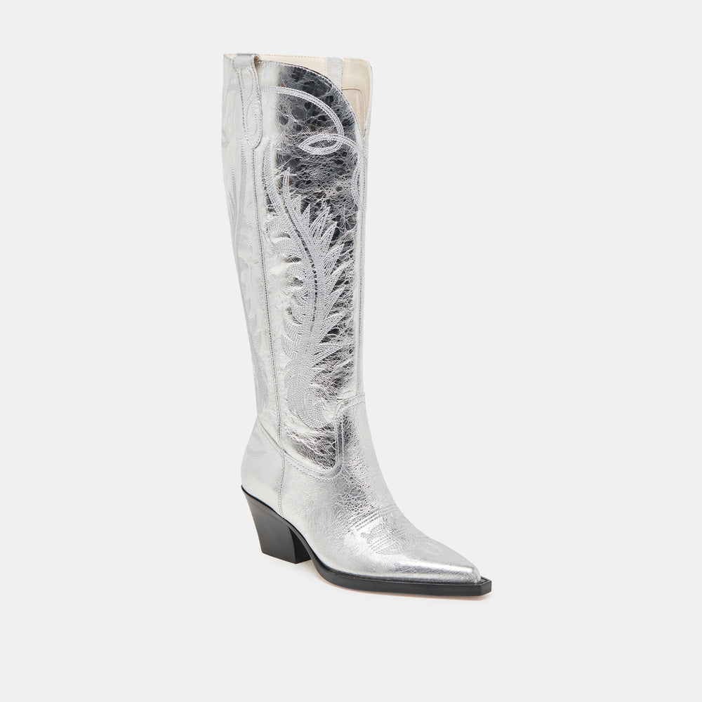 Ryatt Extra Wide Calf Silver Boots | Distressed Leather Boots
 – Dolce Vita / Dolce Vita